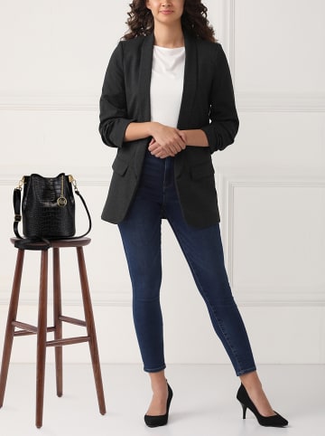 Mia Tomazzi Leren schoudertas "Mottarone" zwart - (B)20 x (H)24 x (D)15 cm