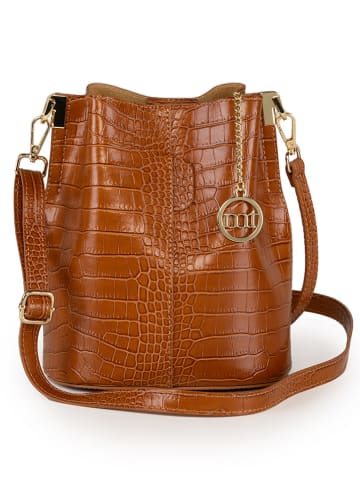Mia Tomazzi Leren schoudertas cognackleurig - (B)20 x (H)24 x (D)15 cm