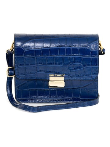 Mia Tomazzi Leren schoudertas donkerblauw - (B)23 x (H)18 x (D)7 cm