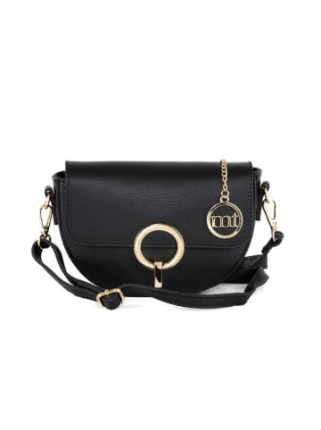 Mia Tomazzi Leder-Umhängetasche "Azario" in Schwarz - (B)19 x (H)13 x (T)6 cm