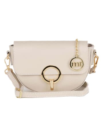Mia Tomazzi Leren schoudertas "Azario" beige - (B)19 x (H)13 x (D)6 cm
