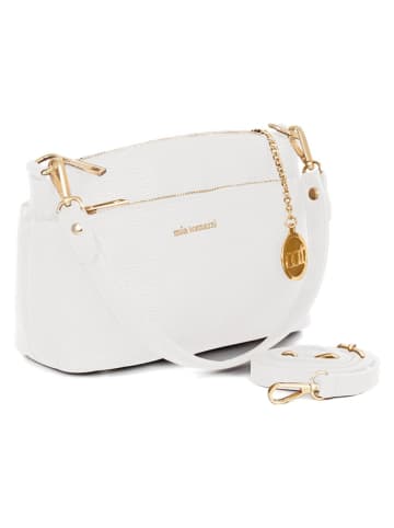 Mia Tomazzi Leren schoudertas "Bardolino" wit - (B)25 x (H)17 x (D)13 cm