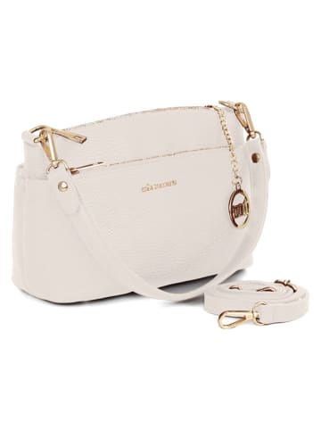 Mia Tomazzi Leren schoudertas "Bardolino" beige - (B)25 x (H)17 x (D)13 cm