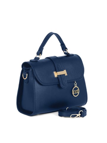 Mia Tomazzi Leder-Henkeltasche "Diomede" in Dunkelblau - (B)24 x (H)20 x (T)12 cm