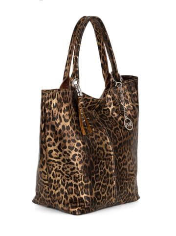 Mia Tomazzi Leder-Shopper "Barozzi" in Braun - (B)31 x (H)36 x (T)20 cm