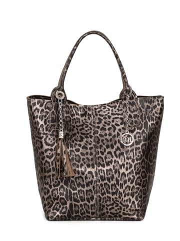 Mia Tomazzi Leren shopper "Barozzi" taupe - (B)31 x (H)36 x (D)20 cm