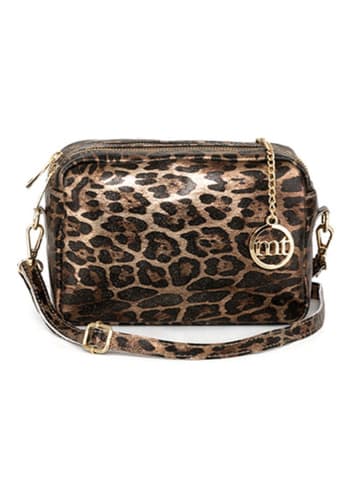 Mia Tomazzi Leren schoudertas "Caltanissetta" lichtbruin - (B)22 x (H)15 x (D)10 cm