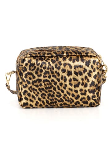 Mia Tomazzi Leren schoudertas "Caltanissetta" goudkleurig/bruin - (B)22 x (H)15 x (D)10 cm