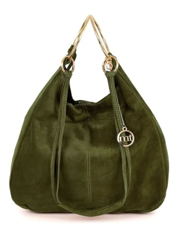Mia Tomazzi Skórzana torebka "Tarabella" w kolorze zielonym - 34 x 30 x 11 cm