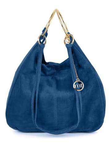 Mia Tomazzi Leren handtas "Tarabella" blauw - (B)34 x (H)30 x (D)11 cm