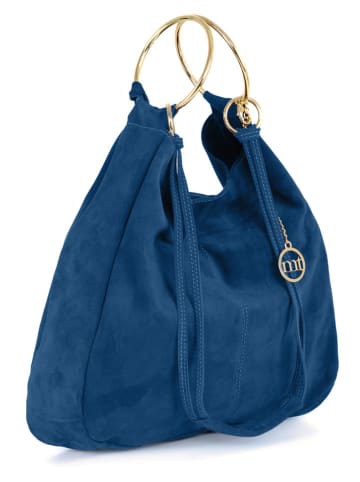 Mia Tomazzi Leren handtas "Tarabella" blauw - (B)34 x (H)30 x (D)11 cm