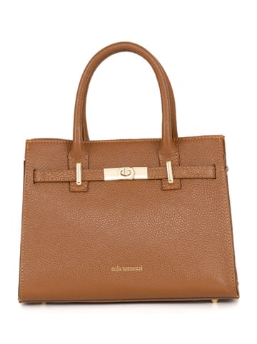 Mia Tomazzi Leder-Henkeltasche "Ventimiglia" in Camel - (B)29 x (H)22 x (T)14 cm