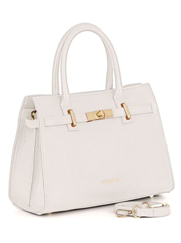 Mia Tomazzi Skórzana torebka "Ventimiglia" w kolorze beżowym - 29 x 22 x 14 cm