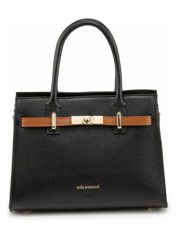 Mia Tomazzi Leder-Henkeltasche "Ventimiglia" in Schwarz - (B)29 x (H)22 x (T)14 cm