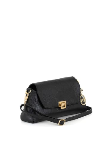 Mia Tomazzi Leder-Umhängetasche "Berbera" in Schwarz - (B)27 x (H)16 x (T)8 cm