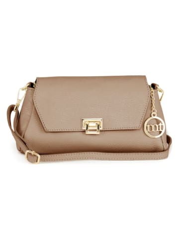 Mia Tomazzi Leder-Umhängetasche "Berbera" in Taupe - (B)27 x (H)16 x (T)8 cm