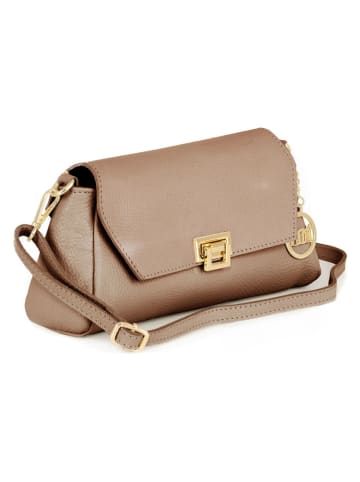 Mia Tomazzi Leder-Umhängetasche "Berbera" in Taupe - (B)27 x (H)16 x (T)8 cm