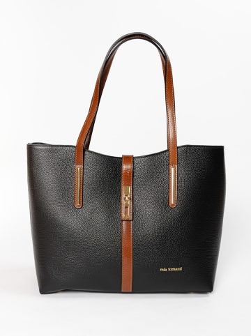 Mia Tomazzi Leren schoudertas "Gaffurio" zwart - (B)35 x (H)28 x (D)14 cm