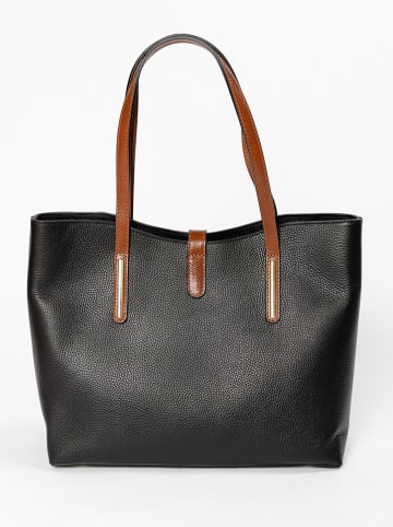 Mia Tomazzi Leren schoudertas "Gaffurio" zwart - (B)35 x (H)28 x (D)14 cm