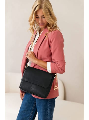 Mia Tomazzi Leder-Umhängetasche "Zanzur" in Schwarz - (B)25 x (H)24 x (T)9 cm