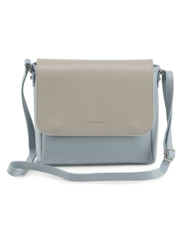 Mia Tomazzi Leren schoudertas "Zanzur" lichtblauw/grijs - (B)25 x (H)24 x (D)9 cm