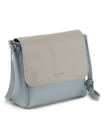 Mia Tomazzi Leren schoudertas "Zanzur" lichtblauw/grijs - (B)25 x (H)24 x (D)9 cm