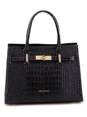 Mia Tomazzi Leder-Henkeltasche "Beltrami" in Schwarz - (B)29 x (H)22 x (T)14 cm
