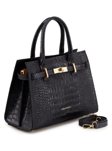 Mia Tomazzi Skórzana torebka "Beltrami" w kolorze czarnym - 29 x 22 x 14 cm