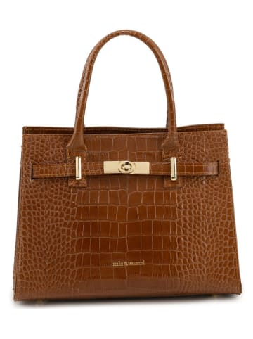 Mia Tomazzi Skórzana torebka "Beltrami" w kolorze jasnobrązowym - 29 x 22 x 14 cm