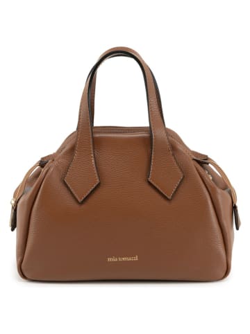 Mia Tomazzi Leren handtas "Omenoni" lichtbruin - (B)28 x (H)21 x (D)13 cm