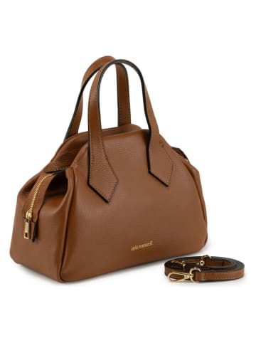 Mia Tomazzi Leren handtas "Omenoni" lichtbruin - (B)28 x (H)21 x (D)13 cm