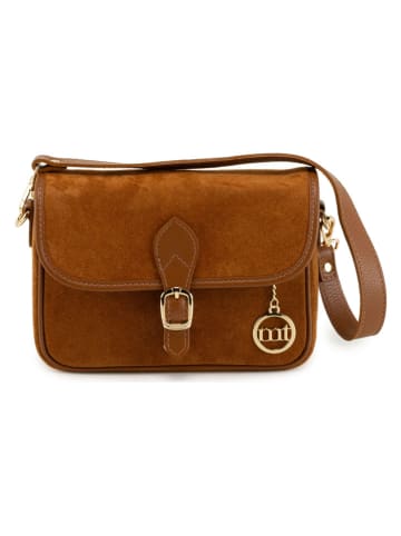Mia Tomazzi Leren schoudertas "Magreglio" lichtbruin - (B)25 x (H)19 x (D)9 cm