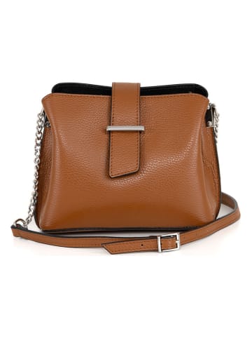 Mia Tomazzi Leren schoudertas lichtbruin - (B)21 x (H)17 x (D)10 cm