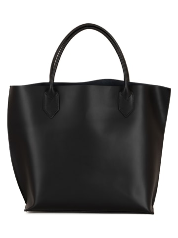 Mia Tomazzi Leder-Shopper "Cevedale" in Schwarz - (B)44 x (H)32 x (T)13 cm