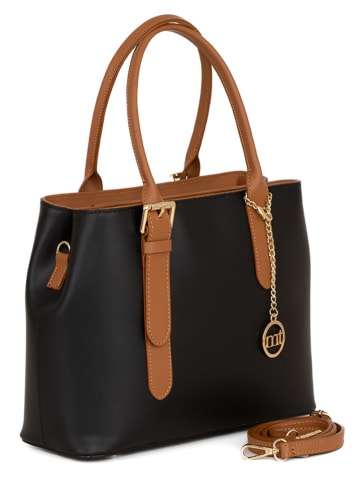 Mia Tomazzi Leder-Henkeltasche in Schwarz/ Cognac - (B)31 x (H)24 x (T)11 cm