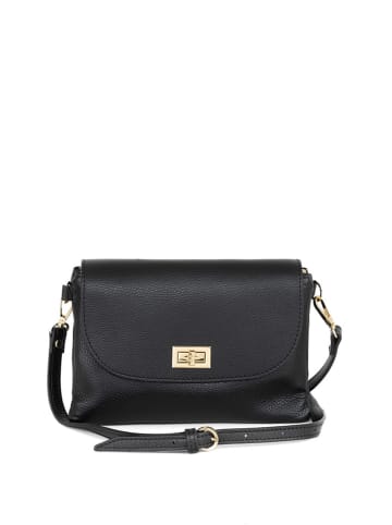 Mia Tomazzi Leder-Umhängetasche "Masaniello" in Schwarz - (B)25 x (H)19 x (T)2 cm