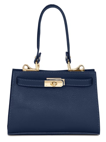 Mia Tomazzi Leren handtas "Zacconi" donkerblauw - (B)24 x (H)14 x (D)8 cm