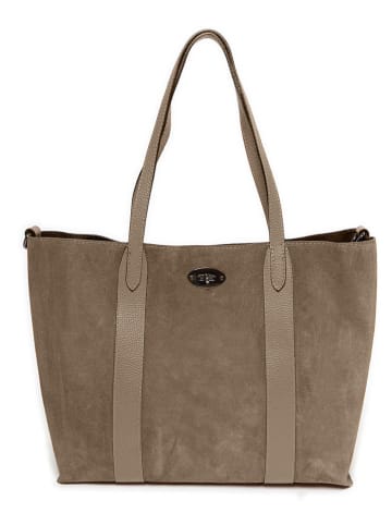 Mia Tomazzi Leren shopper "Bersezio" taupe - (B)45 x (H)29 x (D)12 cm