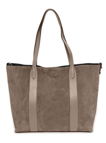 Mia Tomazzi Skórzany shopper bag "Bersezio" w kolorze szarobrązowym - 45 x 29 x 12 cm