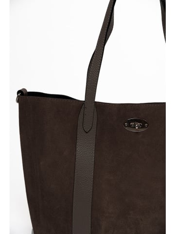 Mia Tomazzi Skórzany shopper bag "Bersezio" w kolorze brązowym - 45 x 29 x 12 cm