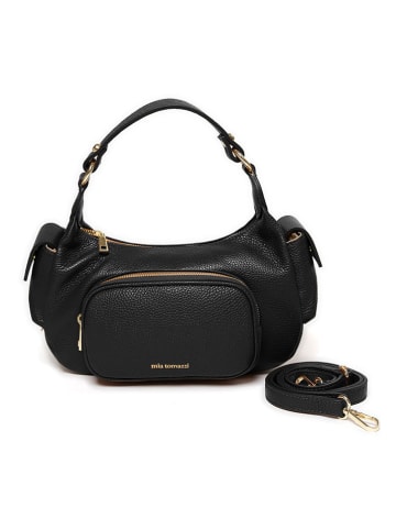 Mia Tomazzi Leren schoudertas ''Bechi'' zwart - (B)32 x (H)19 x (D)12 cm