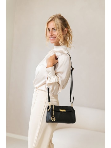 Mia Tomazzi Leder-Umhängetasche "Bentivoglio" in Schwarz- (B)24 x (H)16 x (T)9 cm