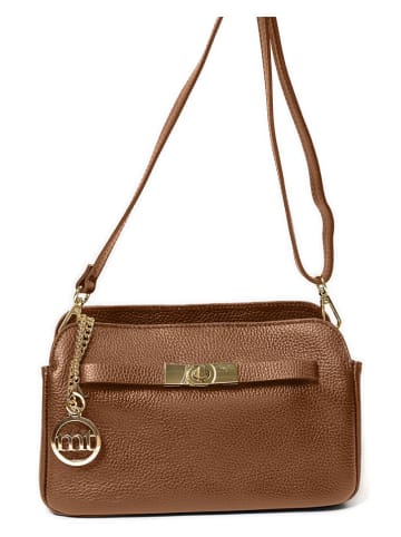 Mia Tomazzi Leren schoudertas ''Bentivoglio'' lichtbruin - (B)24 x (H)16 x (D)9 cm