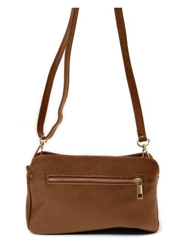 Mia Tomazzi Leren schoudertas ''Bentivoglio'' lichtbruin - (B)24 x (H)16 x (D)9 cm