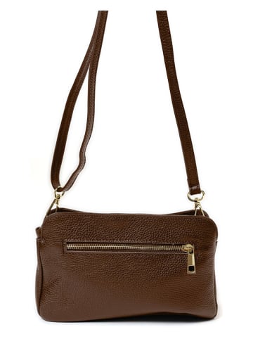 Mia Tomazzi Leren schoudertas ''Bentivoglio'' bruin - (B)24 x (H)16 x (D)9 cm