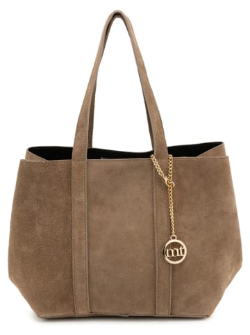 Mia Tomazzi Skórzany shopper bag "Belisario" w kolorze szarobrązowym - 48 x 25 x 15 cm