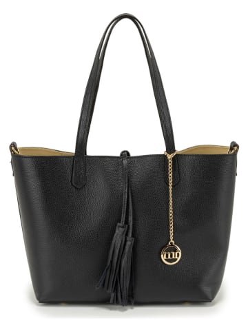 Mia Tomazzi Leren shopper "Zanardelli" zwart - (B)45 x (H)30 x (D)12 cm