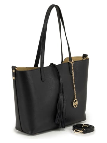 Mia Tomazzi Skórzany shopper bag "Zanardelli" w kolorze czarnym - 45 x 30 x 12 cm