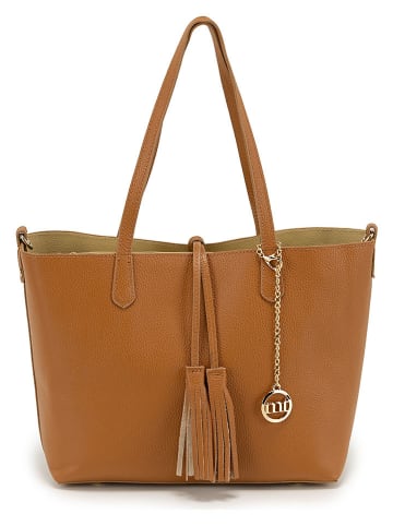 Mia Tomazzi Leren shopper "Zanardelli" lichtbruin - (B)45 x (H)30 x (D)12 cm