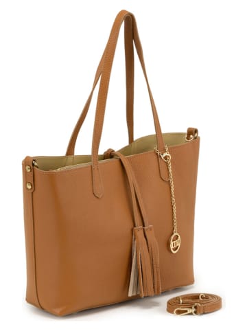 Mia Tomazzi Leren shopper "Zanardelli" lichtbruin - (B)45 x (H)30 x (D)12 cm